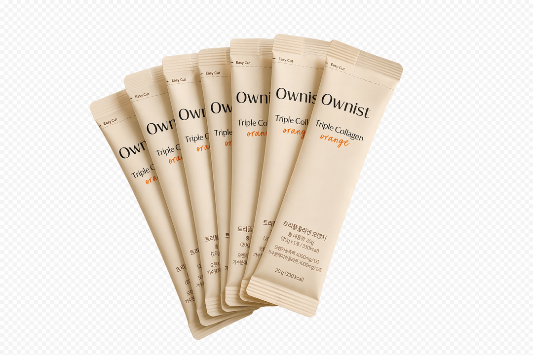 Ownist daily sachets arranged for an inner beauty routine